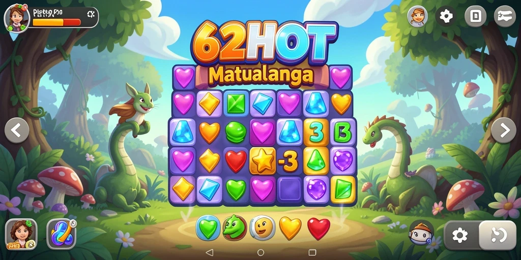 Tampilan menarik dari gameplay 62HOT yang penuh warna.