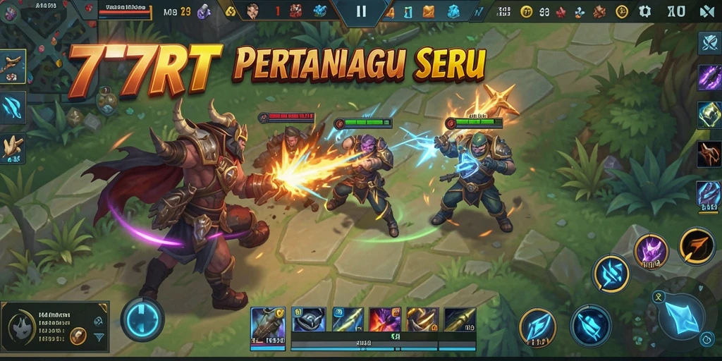 Screenshot gameplay seru dari 777RT menunjukkan pertempuran tim yang intens.