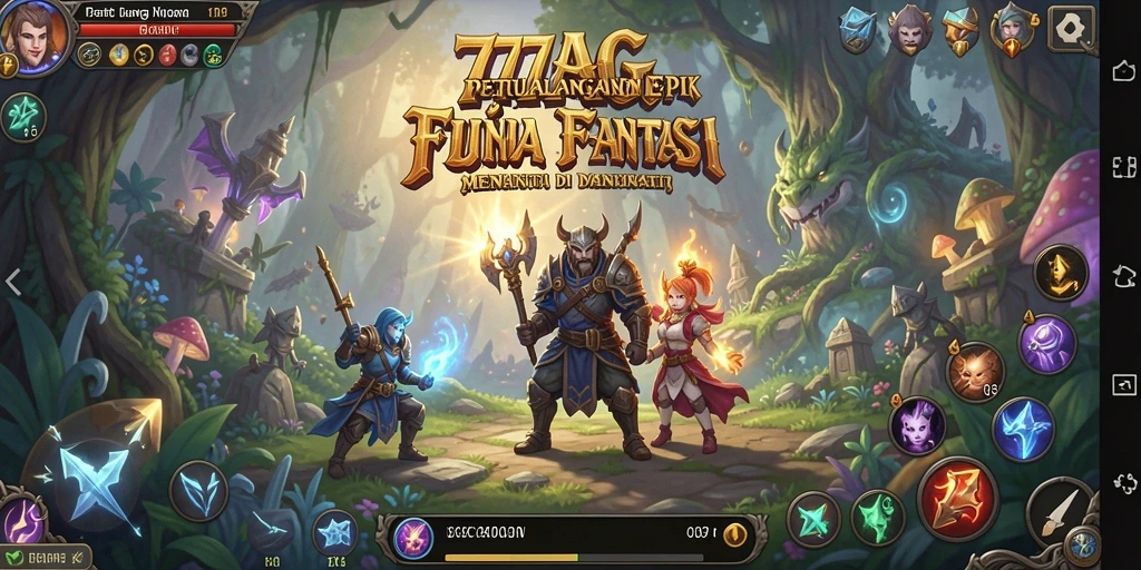 Screenshot gameplay 77AG menampilkan petualangan seru di hutan.