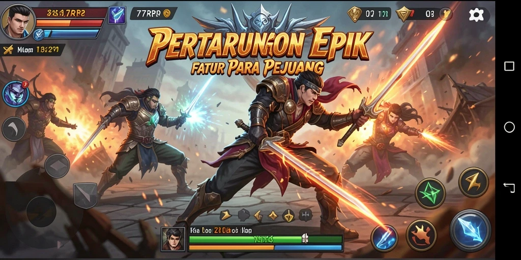 Screenshot memperlihatkan pertarungan seru dalam game Fighting 77RP.