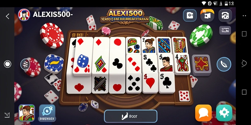 Screenshot ALEXIS500 menampilkan gameplay domino yang seru dan kompetitif.