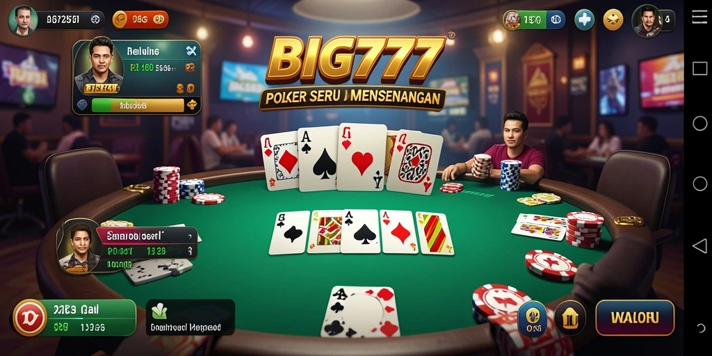 Screenshot menunjukkan keseruan permainan poker di BIG777.