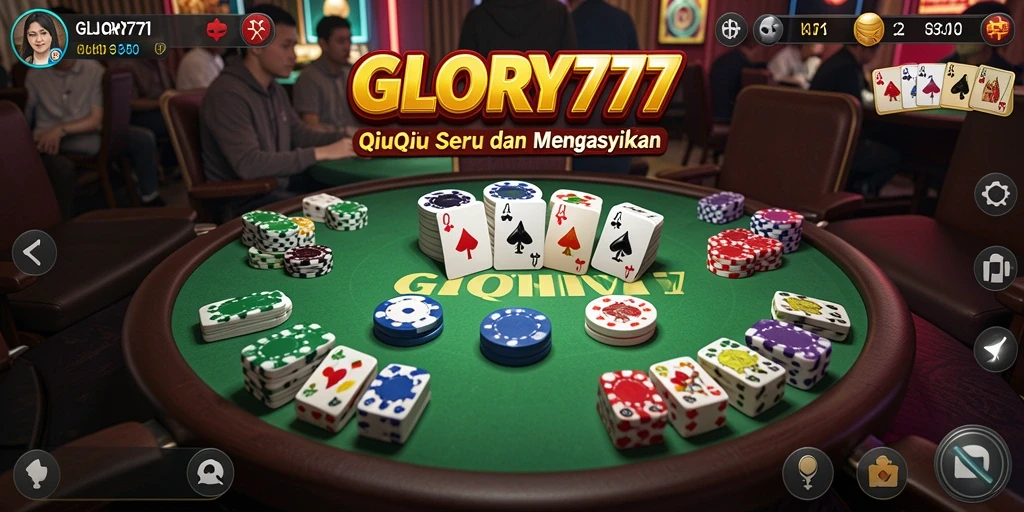Tampilan gameplay QiuQiu GLORY777 yang menegangkan dan seru.