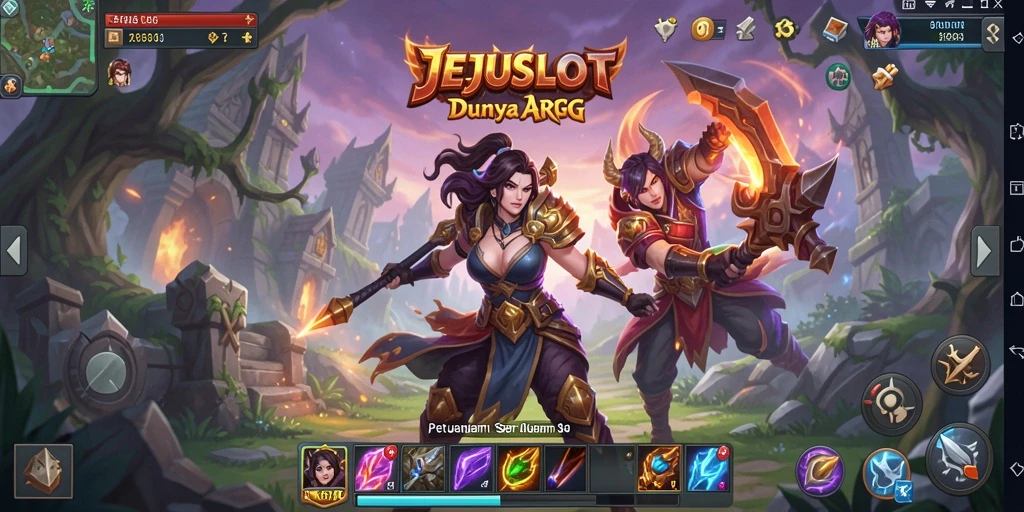 Menampilkan aksi seru dalam gameplay ARPG JEJUSLOT.