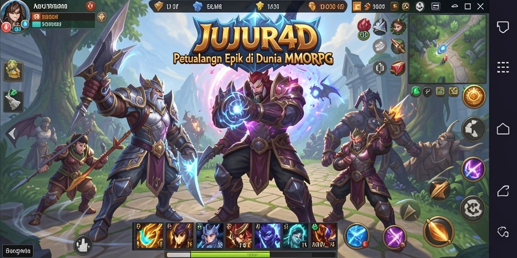 Screenshot JUJUR4D yang menampilkan aksi pertempuran MMORPG yang seru.