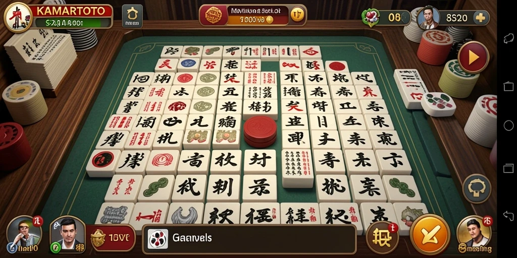 Screenshot gameplay KAMARTOTO yang menampilkan pertempuran Mahjong yang seru.