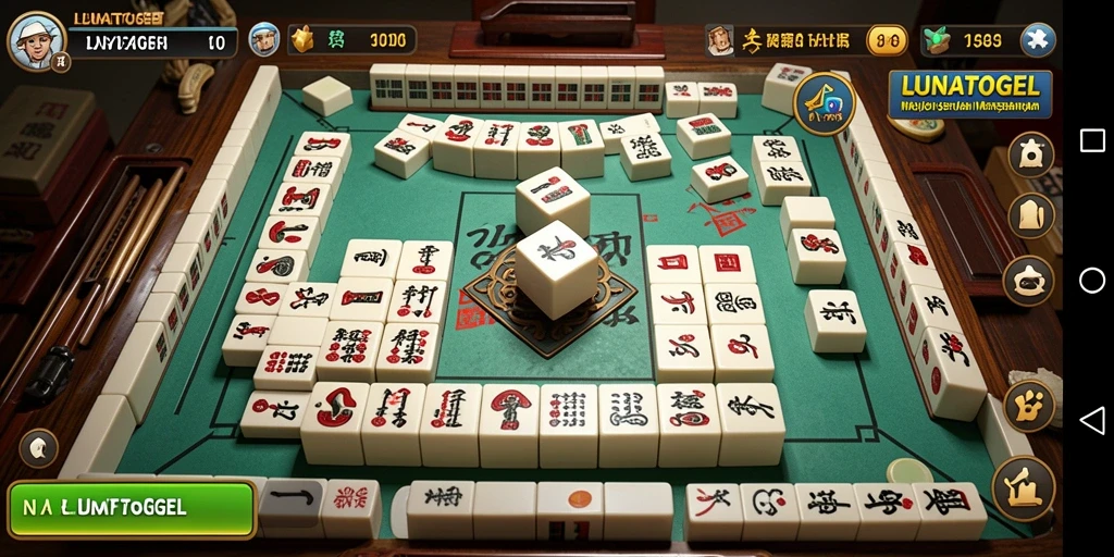 Screenshot gameplay LUNATOGEL menampilkan tantangan Mahjong yang mendebarkan.