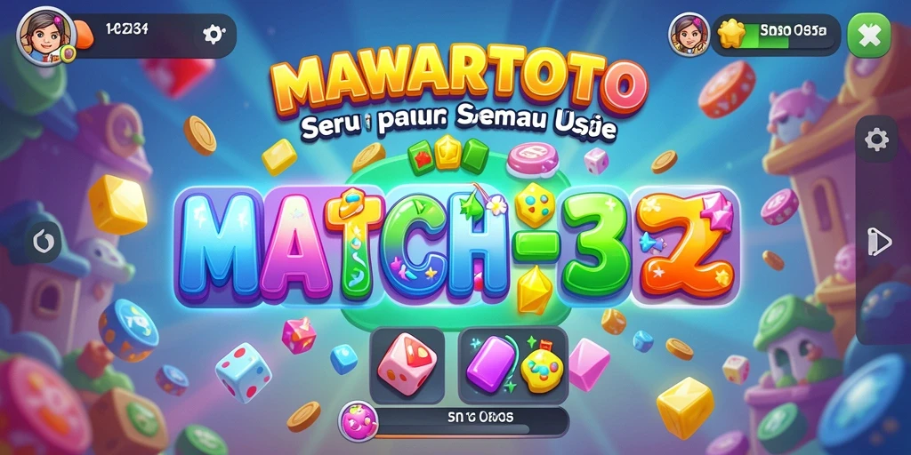 Tampilan gameplay MAWARTOTO dengan grafis hidup dan tantangan Match-3.