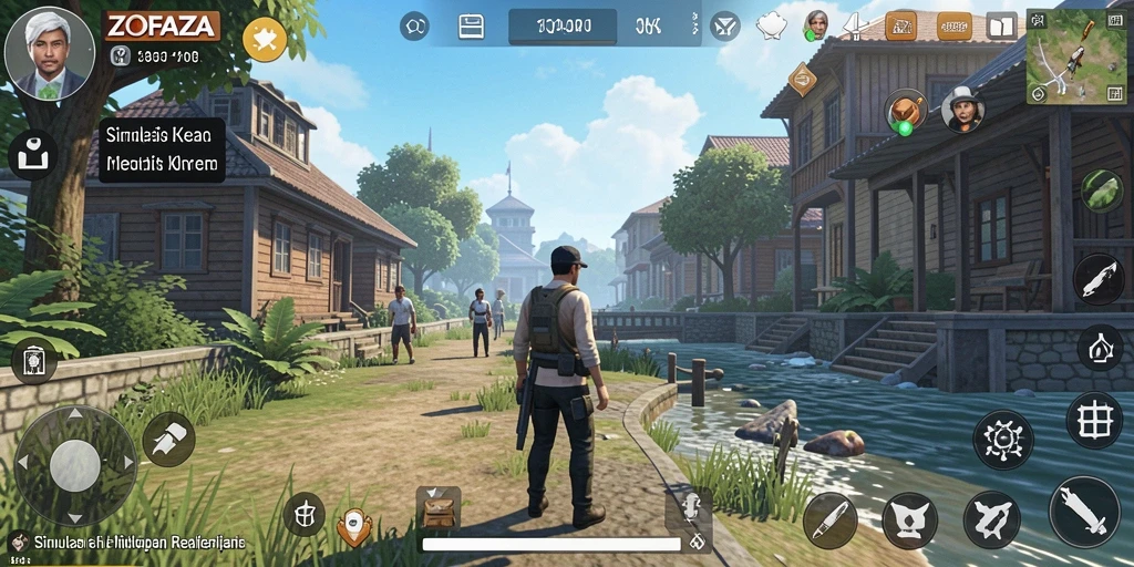 Tangkapan layar ZOFAZA menampilkan gameplay simulasi kehidupan yang mendebarkan.